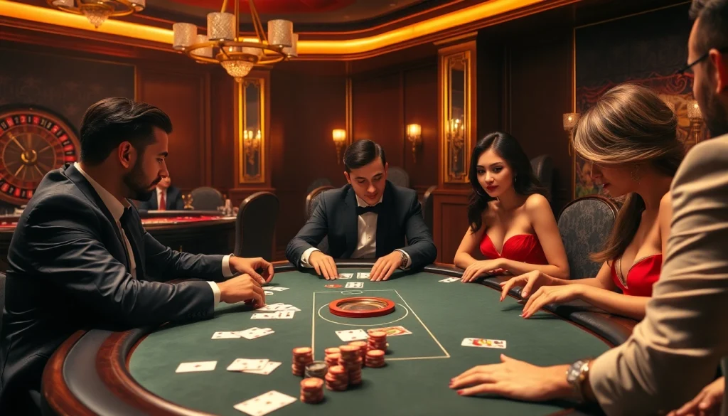 Exciting scene of poker players in a luxurious casino featuring elements of hentai game.