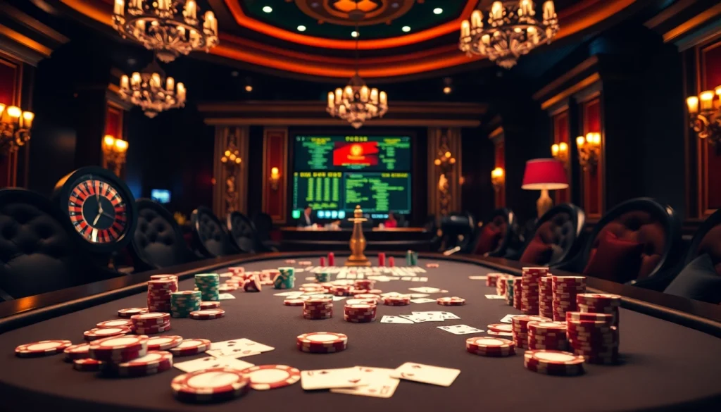 Engaging poker table scene illustrating hidden wiki link among vibrant chips and cards.