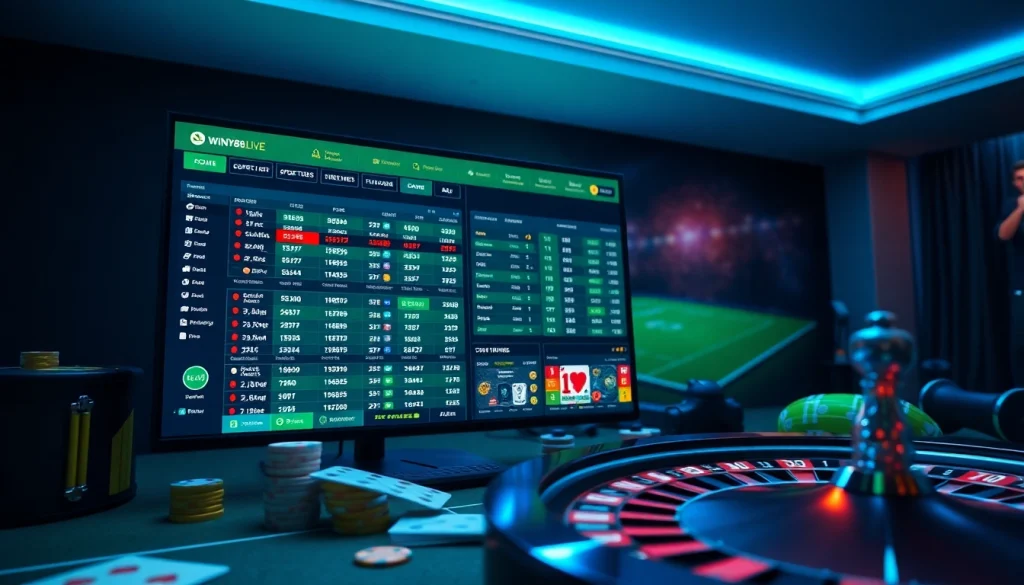 Dynamic online betting interface showcasing winvn88.live, featuring vibrant game options and engaging visuals.