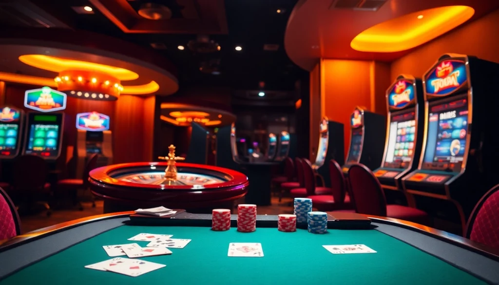 Experience thrilling gameplay with odds from https://tylekeo.asia/ at a vibrant casino poker table.