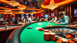 Engaging scene of players enjoying cs2 gambling sites reddit with lively casino elements.