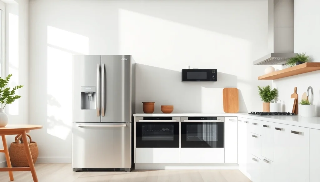 Showcasing modern home appliances in a sleek kitchen design, enhancing functionality.