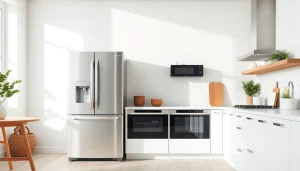 Showcasing modern home appliances in a sleek kitchen design, enhancing functionality.