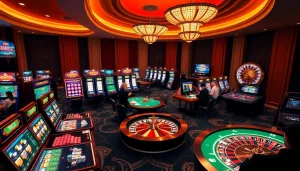 Découvrez l'excitation du casino en ligne Français avec des tables de jeu vibrantes et des roues de roulette élégantes.