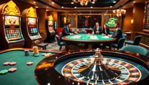 Découvrez l'excitation du casino en ligne argent réel avec une roulette vibrante et une table de poker.